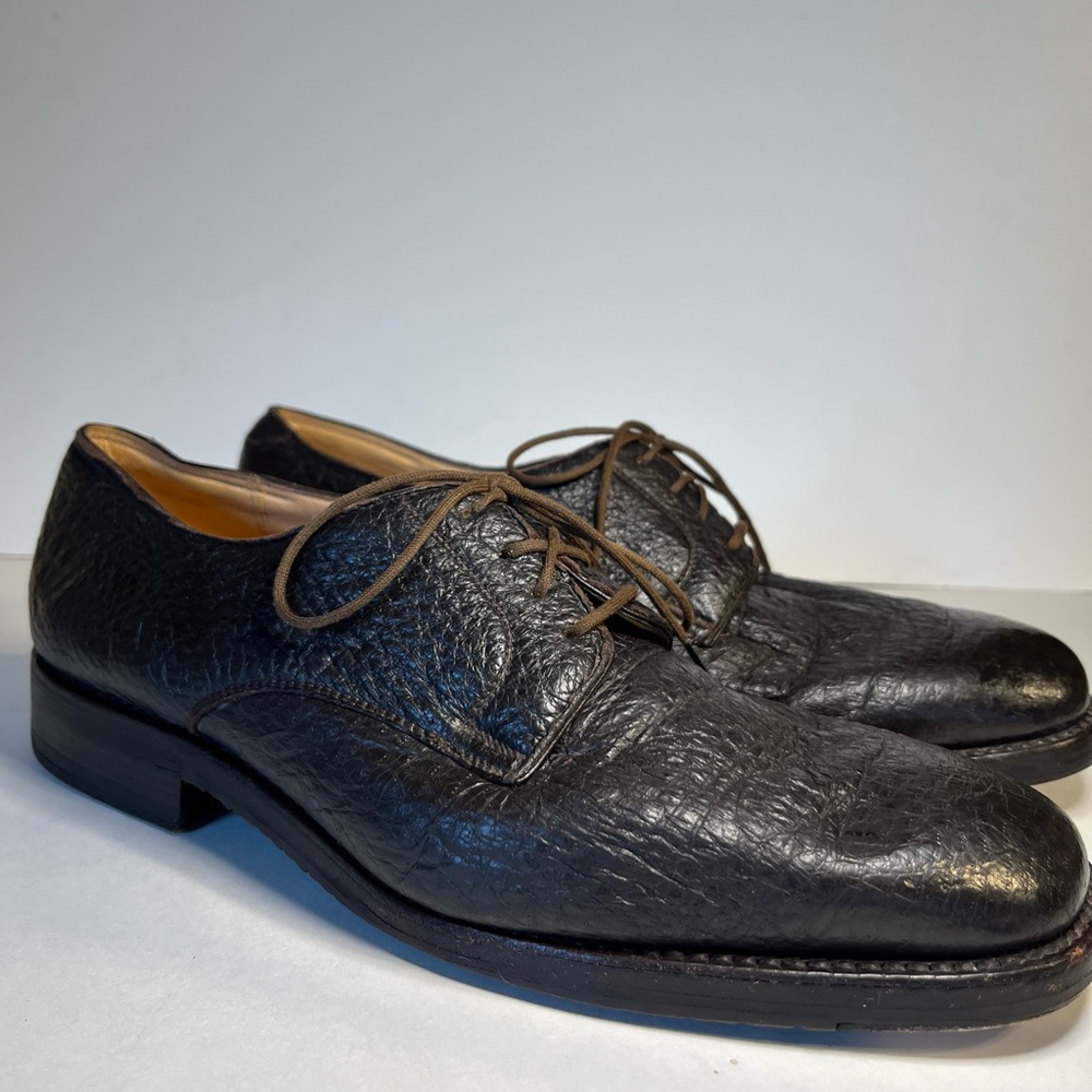 Gravati Per Arthur Beren Men’s Peccary Brown Leather Plain Toe Derby Size 7W
